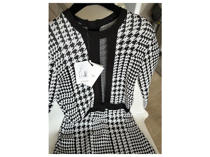 Balmain Hahnentritt Strick Kleid langarm weiß - Ansicht 5