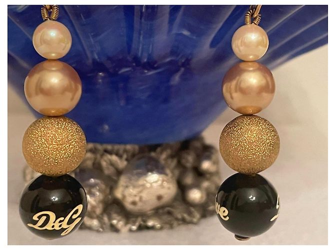 Orecchini DOLCE & GABBANA con perle oro nere bianche D'oro - vista 4