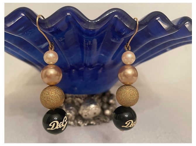 Orecchini DOLCE & GABBANA con perle oro nere bianche D'oro - vista 5