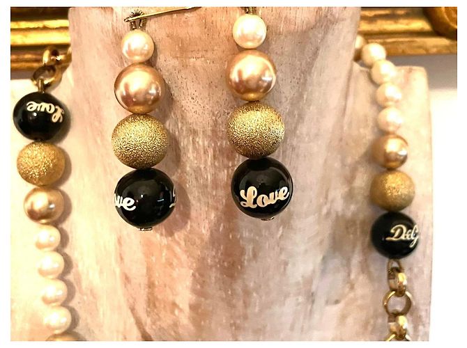 Parure DOLCE & GABBANA collana e orecchini acciaio dorato con perle bianche, oro e nere D'oro - vista 3