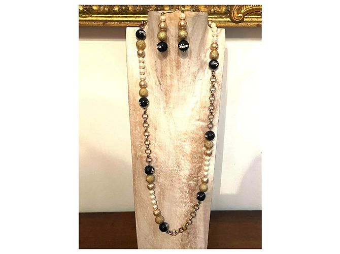 Parure DOLCE & GABBANA collana e orecchini acciaio dorato con perle bianche, oro e nere D'oro - vista 5