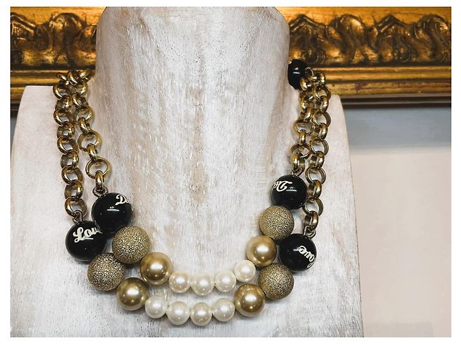 Parure DOLCE & GABBANA collana e orecchini acciaio dorato con perle bianche, oro e nere D'oro - vista 6
