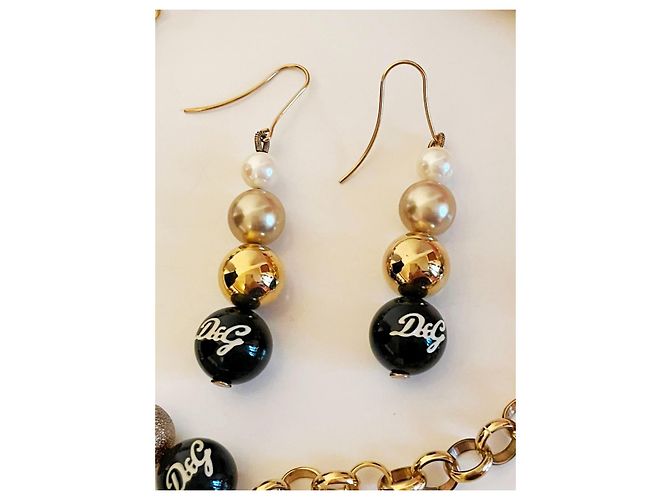 Parure DOLCE & GABBANA collana e orecchini acciaio dorato con perle bianche, oro e nere D'oro - vista 7