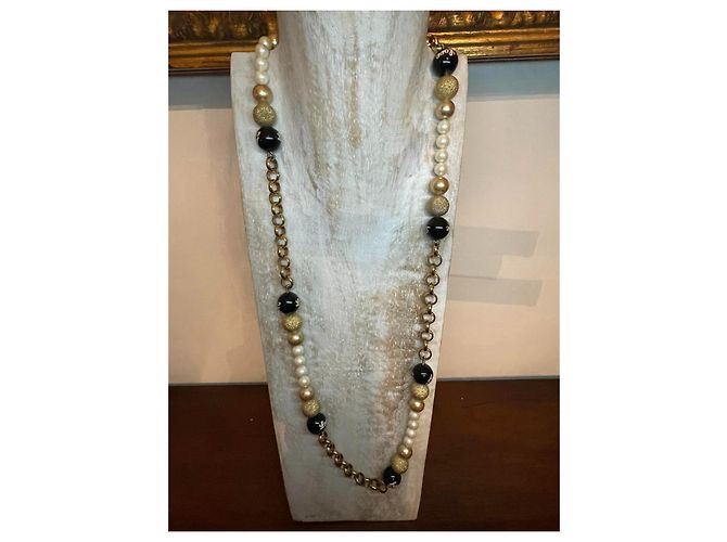 Collana DOLCE & GABBANA in acciaio dorato con perle bianche, oro e nere D'oro - vista 3