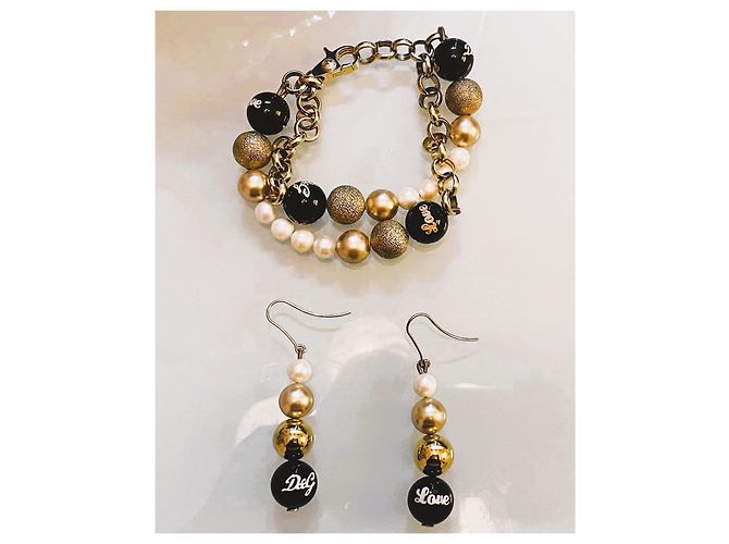 Magnifica parure DOLCE & GABBANA acciaio dorato con perle bianche, oro e nere co D'oro - vista 12