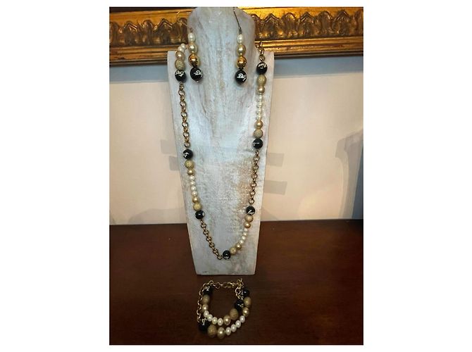Magnifica parure DOLCE & GABBANA acciaio dorato con perle bianche, oro e nere co D'oro - vista 2