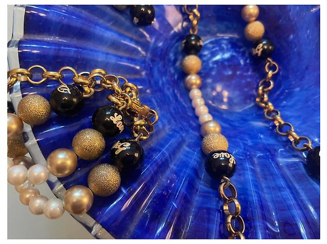 Magnifica parure DOLCE & GABBANA acciaio dorato con perle bianche, oro e nere co D'oro - vista 3