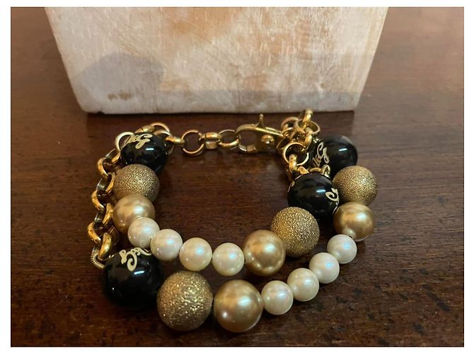 Magnifica parure DOLCE & GABBANA acciaio dorato con perle bianche, oro e nere co D'oro - vista 5