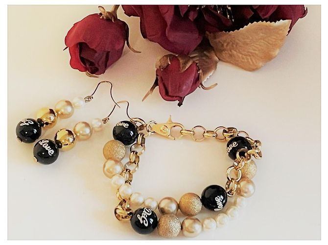 Magnifica parure DOLCE & GABBANA acciaio dorato con perle bianche, oro e nere co D'oro - vista 9