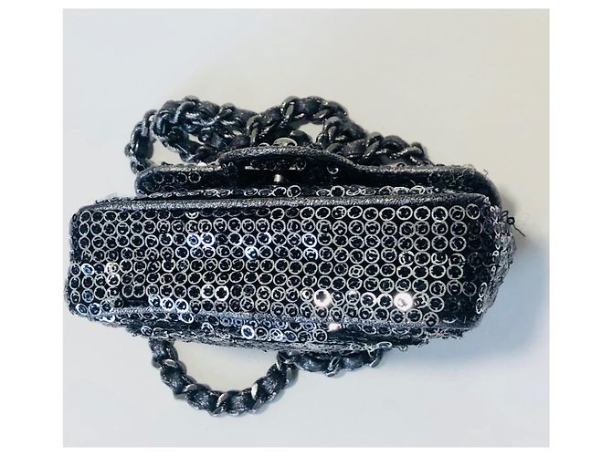 Chanel Borsa con paillettes mini con patta Rara! Argento Silver hardware - vista 14