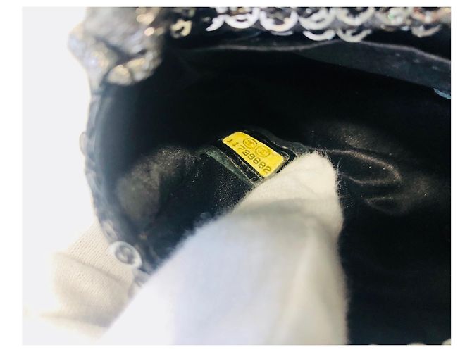 Chanel Borsa con paillettes mini con patta Rara! Argento Silver hardware - vista 18