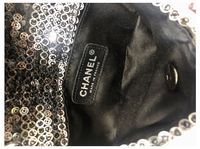 Chanel Borsa con paillettes mini con patta Rara! Argento Silver hardware - vista 19