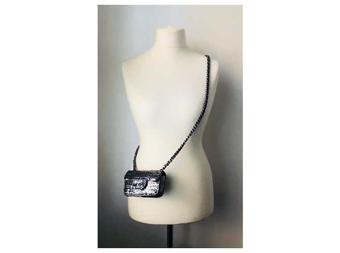 Chanel Borsa con paillettes mini con patta Rara! Argento Silver hardware - vista 20
