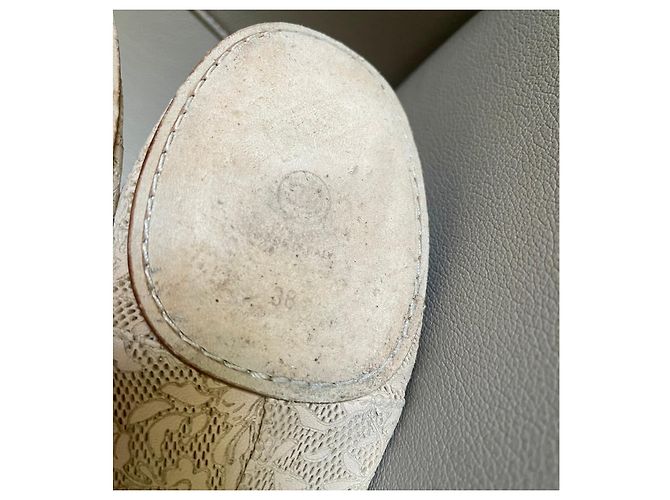 Chanel-Lederstiefeletten aus Camelia-Spitze und Nude-Beige oder heller Terrakotta-Seide T. 38 - Ansicht 7