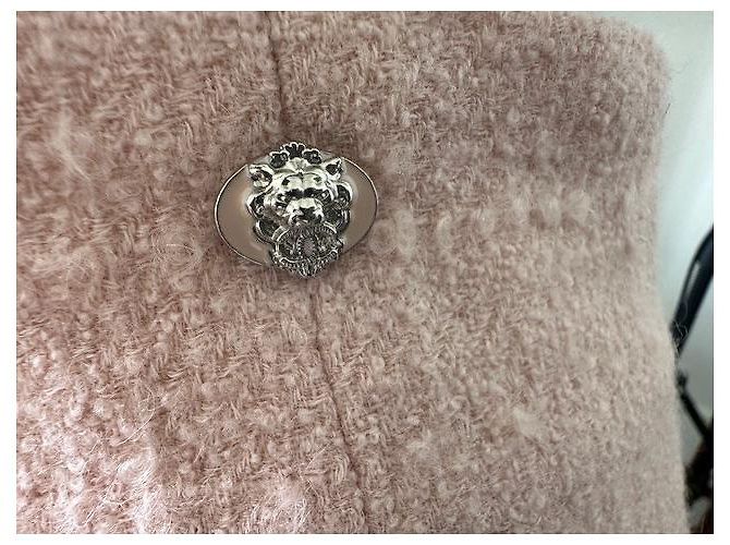 Saia Chanel rosa de lã com detalhes trançados - vista 3