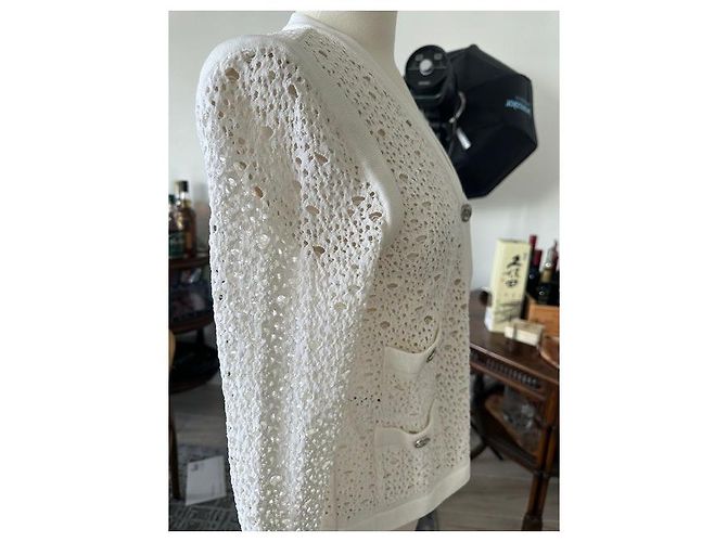 Chanel Strickjacke aus weißer Baumwolle - Ansicht 2