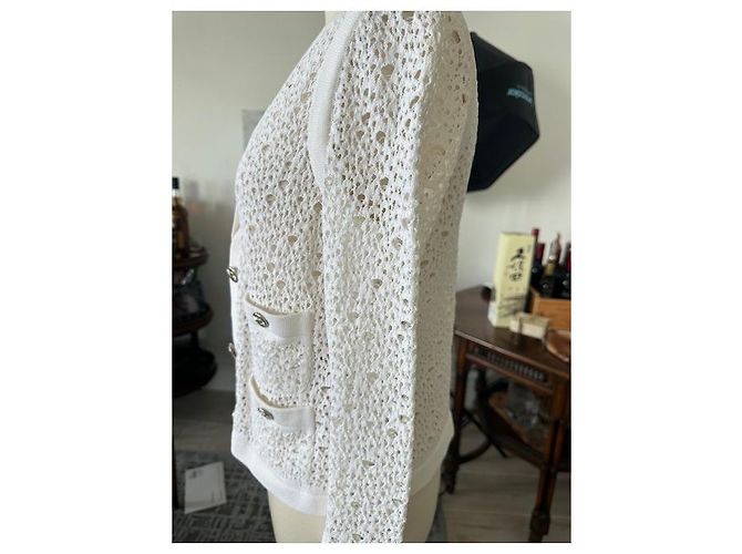 Chanel Strickjacke aus weißer Baumwolle - Ansicht 4