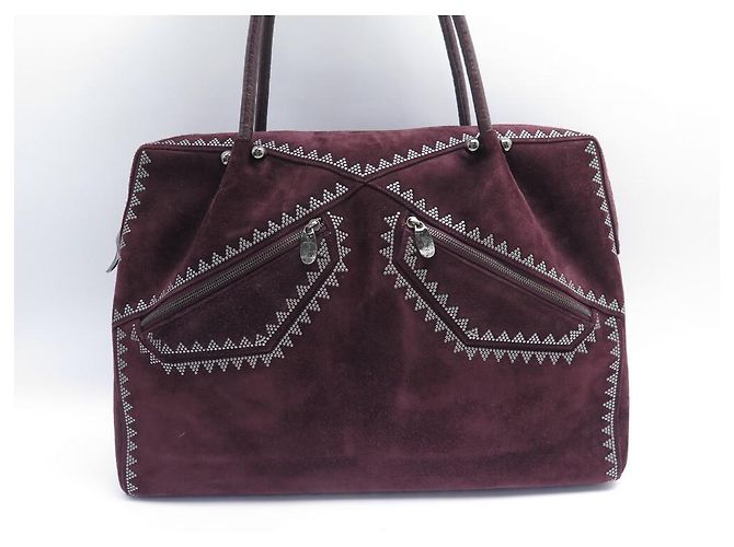 BORSA A MANO RENAUD PELLEGRINO 39BORSA A MANO CM PRUGNA IN VELLUTO E BORCHIE + BORCHIE - vista 2