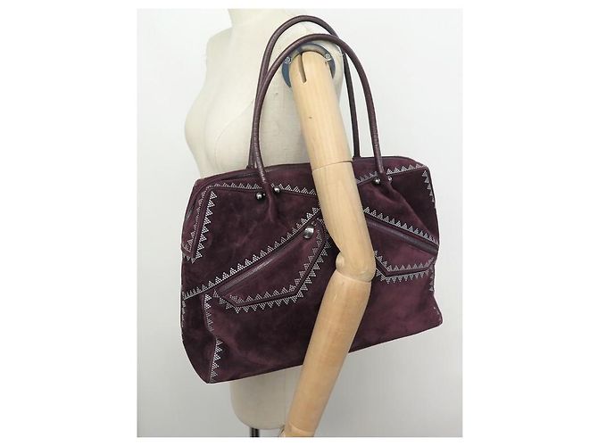 BORSA A MANO RENAUD PELLEGRINO 39BORSA A MANO CM PRUGNA IN VELLUTO E BORCHIE + BORCHIE - vista 5