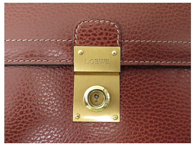 VINTAGE LOEWE DOCUMENT HOLDER TOWEL BAG IN CAMEL SEEDED LEATHER BRIEFCASE - view 4