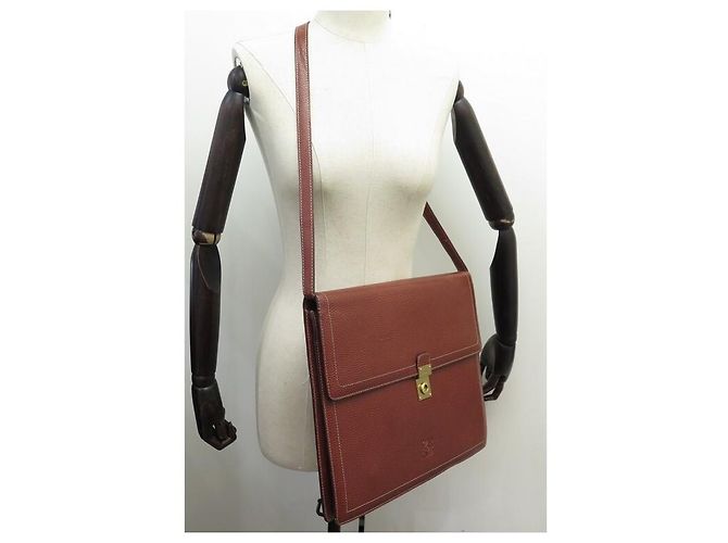 VINTAGE LOEWE DOCUMENT HOLDER TOWEL BAG IN CAMEL SEEDED LEATHER BRIEFCASE - view 5