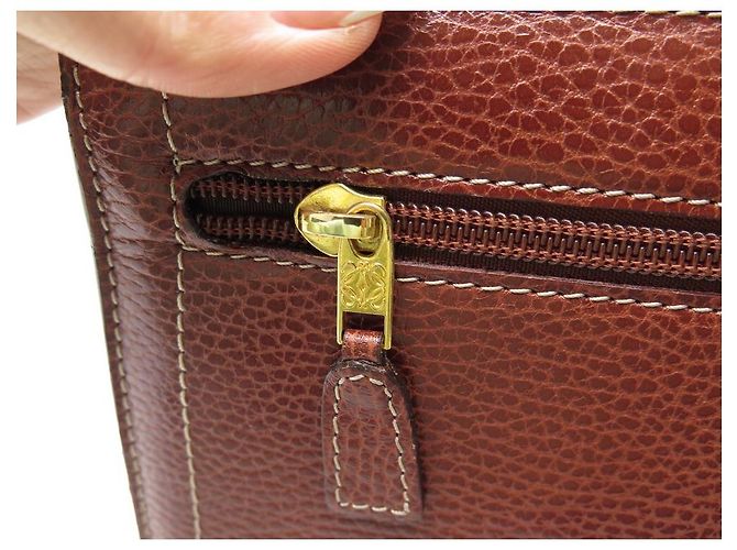 VINTAGE LOEWE DOCUMENT HOLDER TOWEL BAG IN CAMEL SEEDED LEATHER BRIEFCASE - view 9