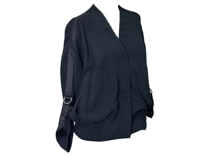 Giacca bomber Helmut Lang nera in rayon Nero - vista 3