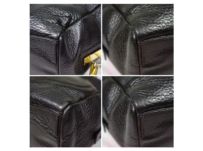 Borsa Bauletto Prada in pelle nera granulata Nero - vista 2