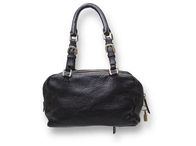 Borsa Bauletto Prada in pelle nera granulata Nero - vista 3