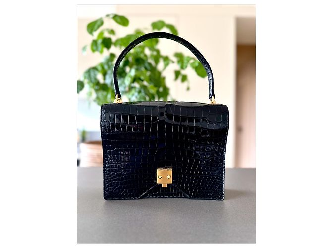 Raro modello G8 Hermès in coccodrillo nero - vista 9