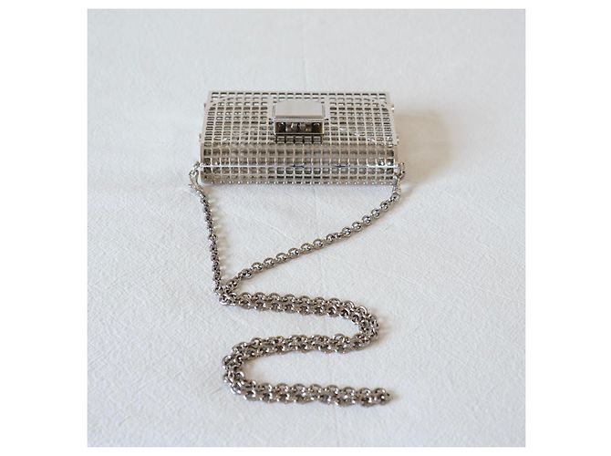 Pochette Jimmy Choo Locket in metallo argentato Argento - vista 10