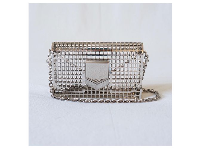 Pochette Jimmy Choo Locket in metallo argentato Argento - vista 11