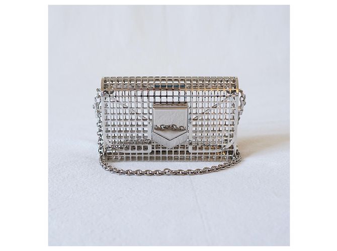 Pochette Jimmy Choo Locket in metallo argentato Argento - vista 12