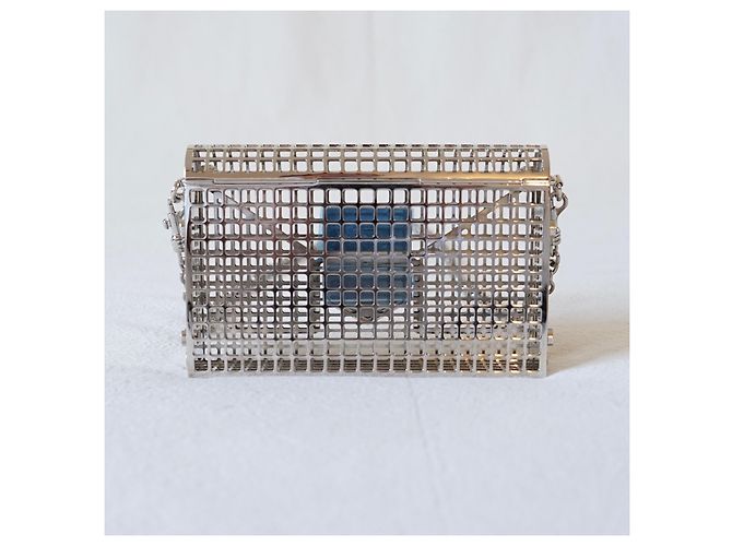 Pochette Jimmy Choo Locket in metallo argentato Argento - vista 3