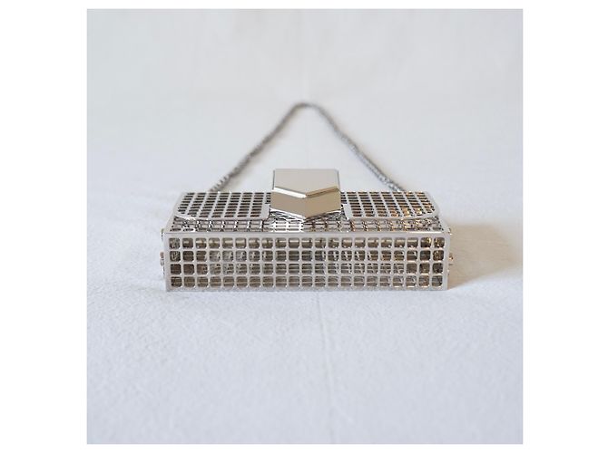 Pochette Jimmy Choo Locket in metallo argentato Argento - vista 4