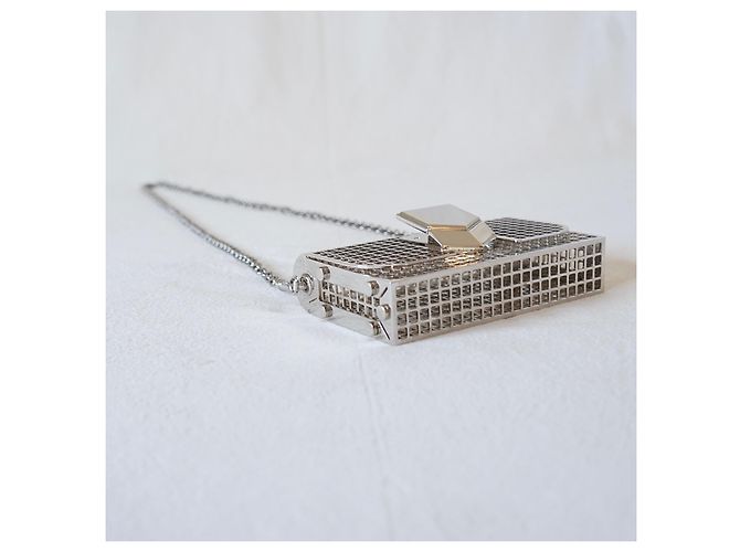Pochette Jimmy Choo Locket in metallo argentato Argento - vista 5