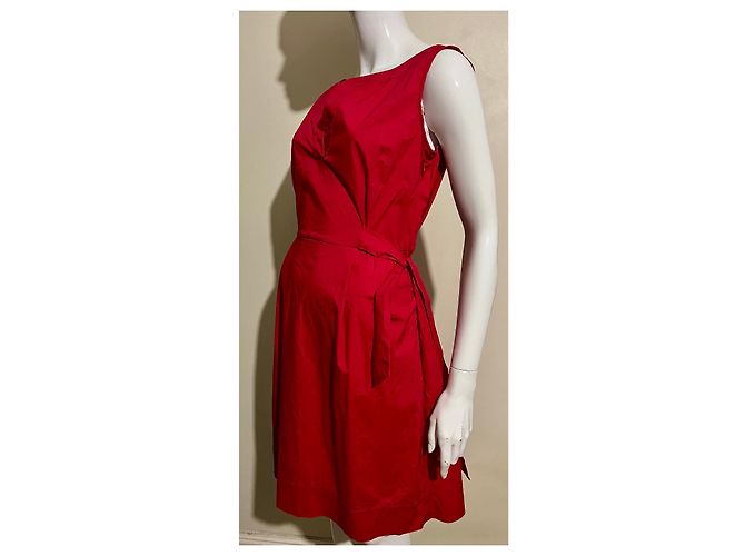 Rotes Lora-Popeline-Kleid von Joseph - Ansicht 2