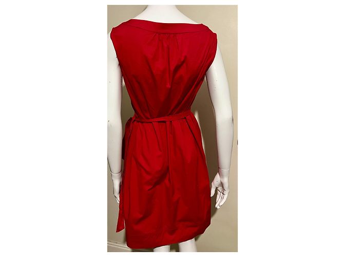 Rotes Lora-Popeline-Kleid von Joseph - Ansicht 3