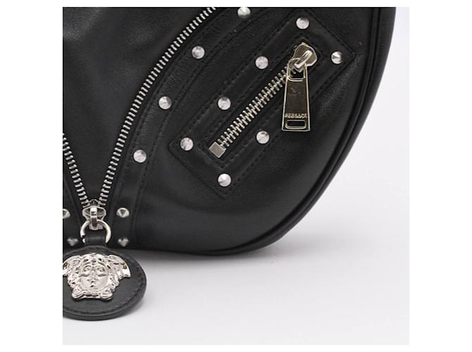 Borsa a tracolla VERSACE Hobo Small Repeat Nero Argento - vista 3