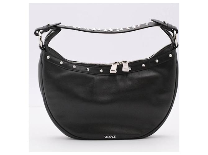 Borsa a tracolla VERSACE Hobo Small Repeat Nero Argento - vista 4
