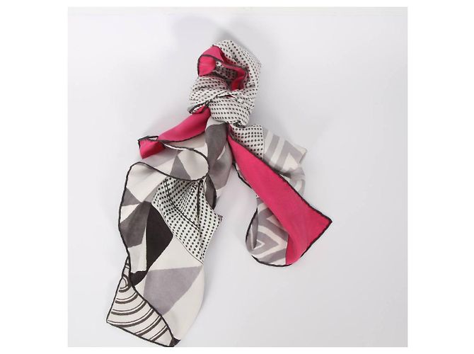 Carré Hermès caballos Negro Blanco Roja Gris - vista 2