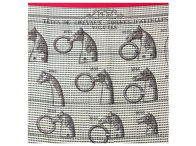 Carré Hermès caballos Negro Blanco Roja Gris - vista 3