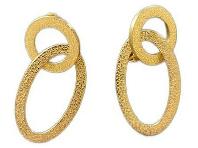 Orecchini dorato DOLCE & GABBANA con cerchio allungato e logo - vista 2