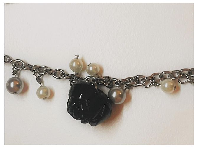 Stupenda collana DOLCE & GABBANA acciaio con perle nere, bianche, cuore Arancione - vista 10