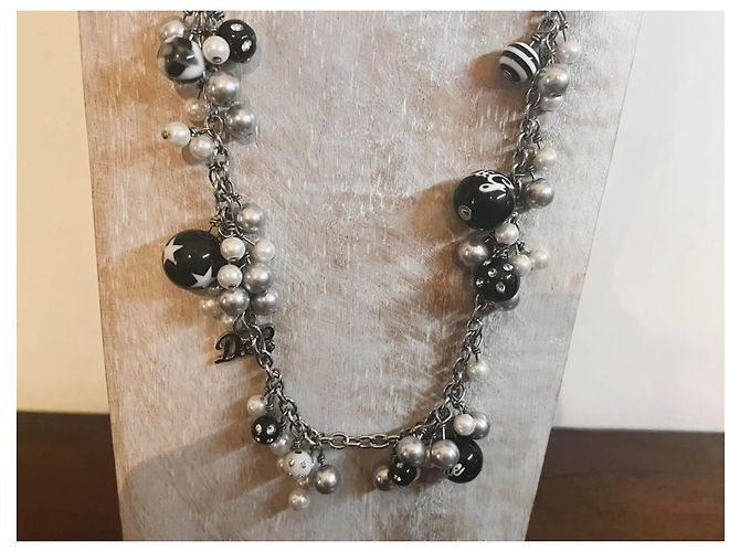 Stupenda collana DOLCE & GABBANA acciaio con perle nere, bianche, cuore Arancione - vista 3