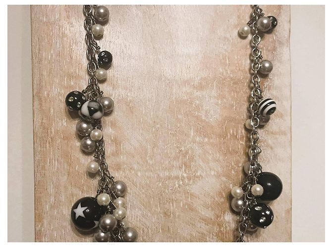 Stupenda collana DOLCE & GABBANA acciaio con perle nere, bianche, cuore Arancione - vista 4