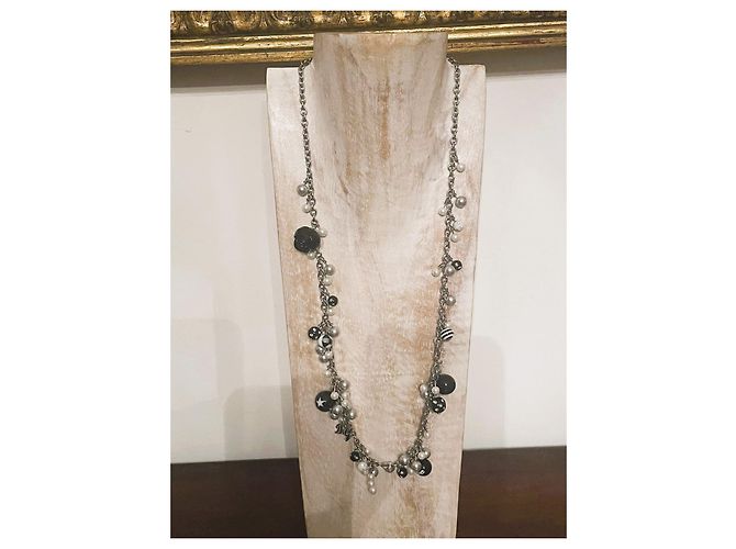 Stupenda collana DOLCE & GABBANA acciaio con perle nere, bianche, cuore Arancione - vista 5