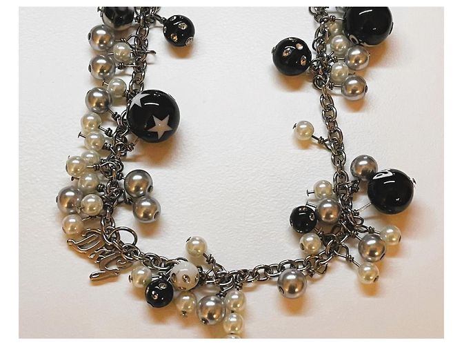 Stupenda collana DOLCE & GABBANA acciaio con perle nere, bianche, cuore Arancione - vista 8
