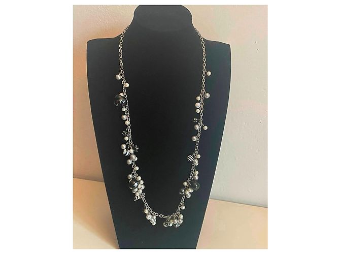 Stupenda collana DOLCE & GABBANA acciaio con perle nere, bianche, cuore Arancione - vista 9