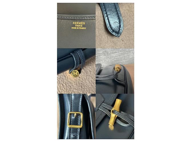 Duffle Hermès Bolsa de bambu Azul marinho - vista 6